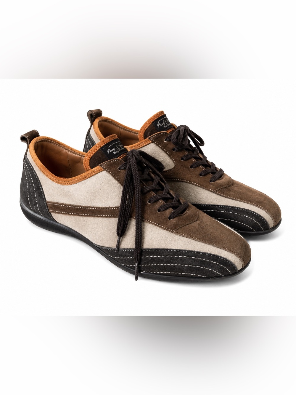 Paul & Shark Suede Sneakers Mens US 9 Italy Luxury Casual Lace Up Shoes Brown